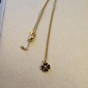Kate Spade Black and Gold Clover Necklace